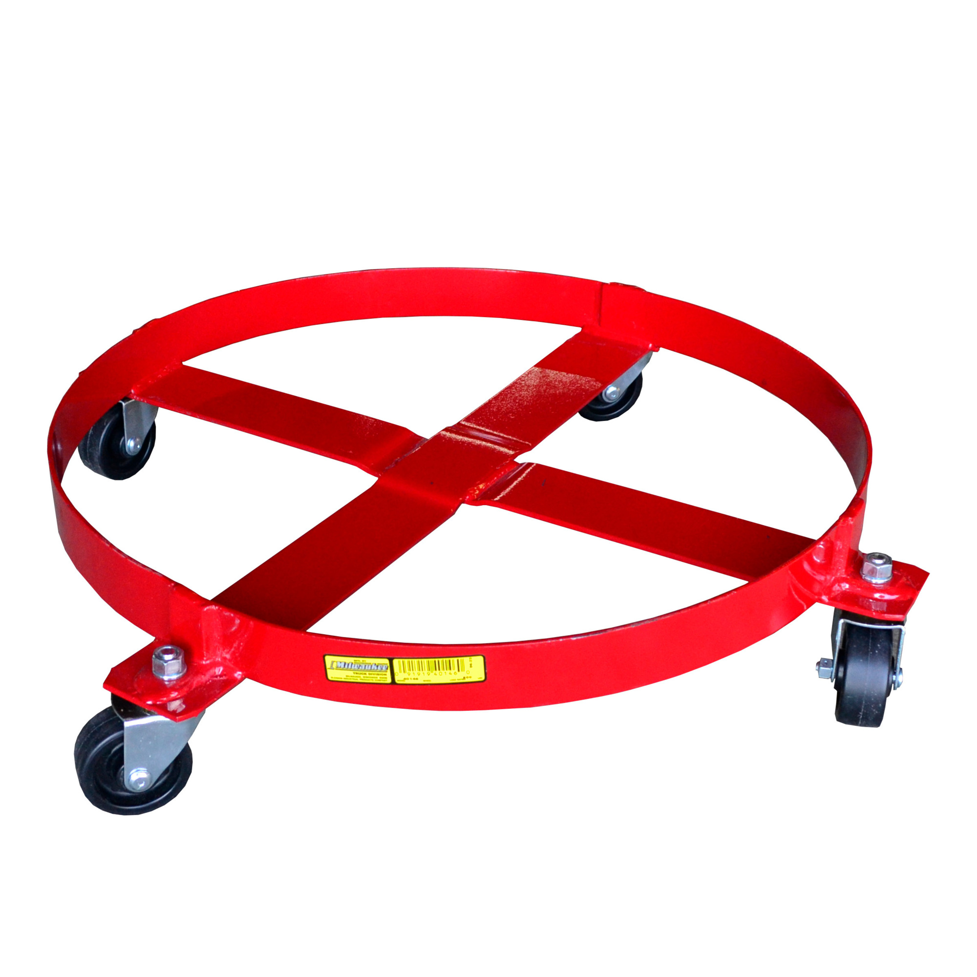 Milwaukee Hand Trucks Drum Dolly — 500-Lb. Capacity, Steel, 19.5in. Inside Diameter, 3in. Poly Casters, Model# DC40145
